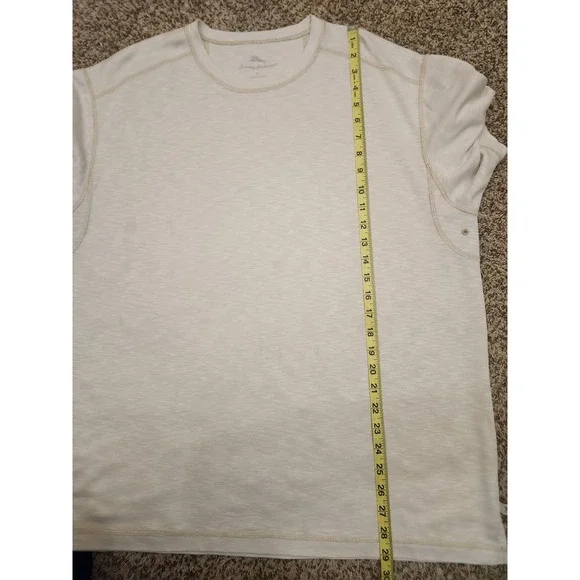 Tommy Bahama Mens XL Cream Slub T-Shirt Tencel Blend Short Sleeve Crew Neck - Picture 6 of 8